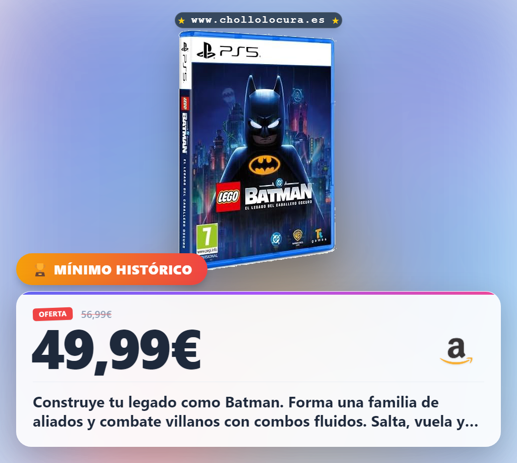 Consigue LEGO Batman: El Legado del Caballero Oscuro PS5 con 7 aliados y combates dinámicos en oferta