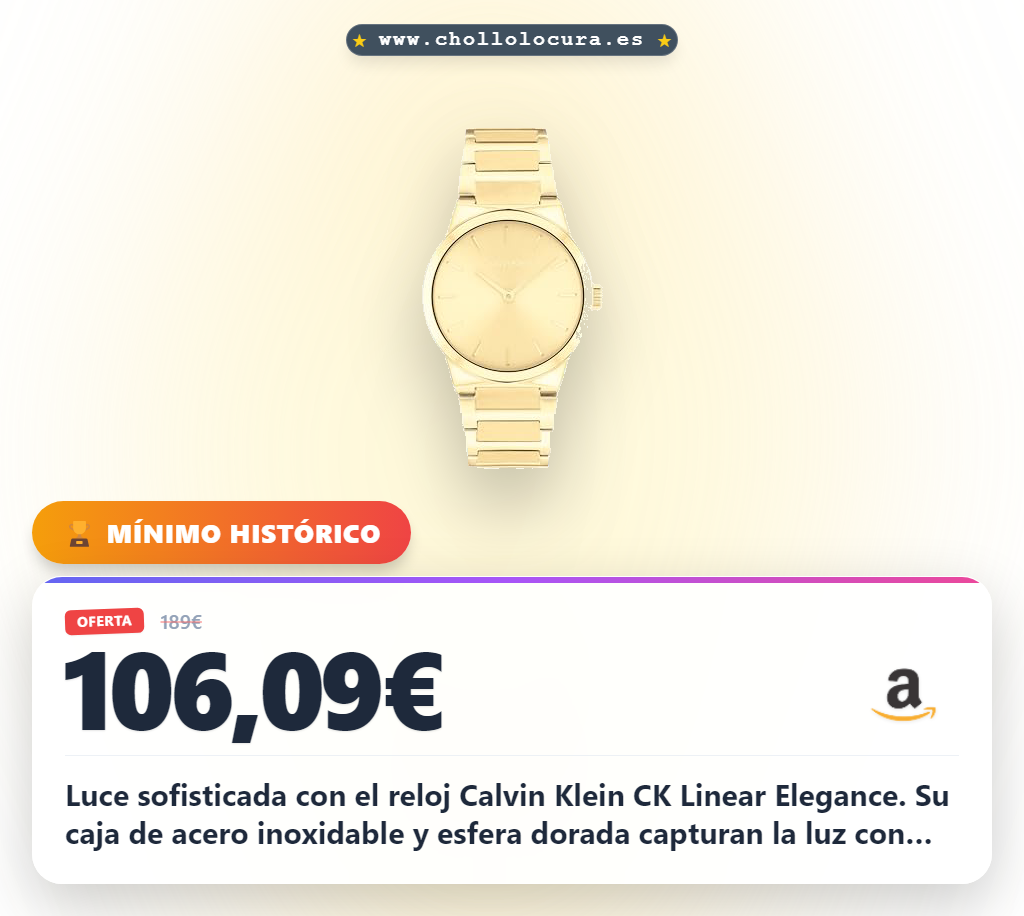 Consigue el reloj Calvin Klein CK Linear Elegance con movimiento de cuarzo y caja de acero inoxidable en oferta