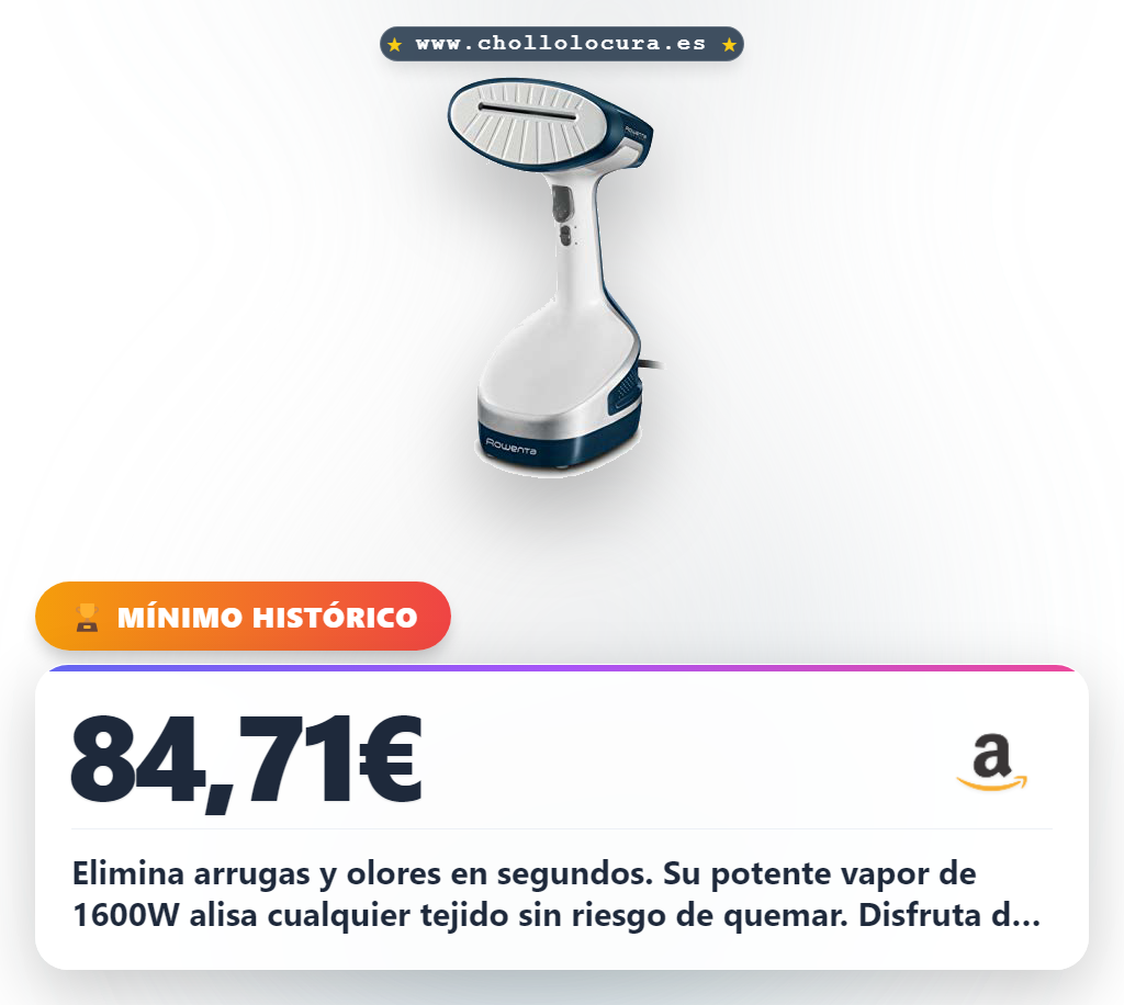 Obtén el cepillo de vapor Rowenta Access Steam+ 1600 W para eliminar arrugas y olores al mejor precio del año en oferta histórica.