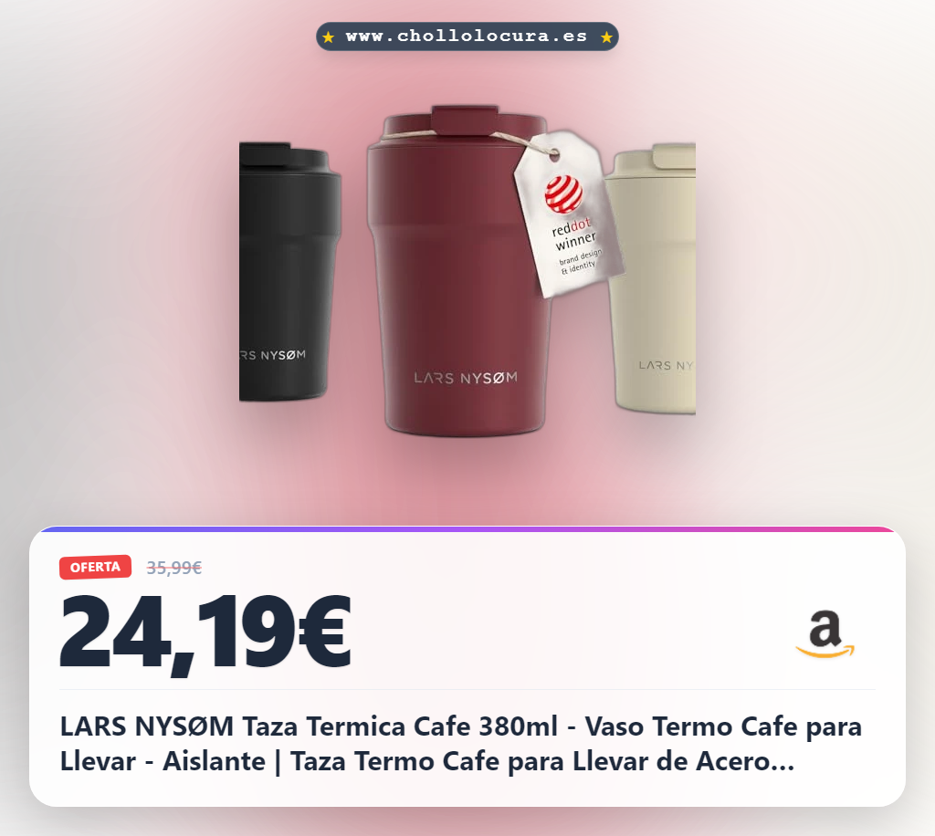 Disfruta de tu café con la Taza Térmica Lars Nysøm, 4h caliente y acero inoxidable en oferta.
