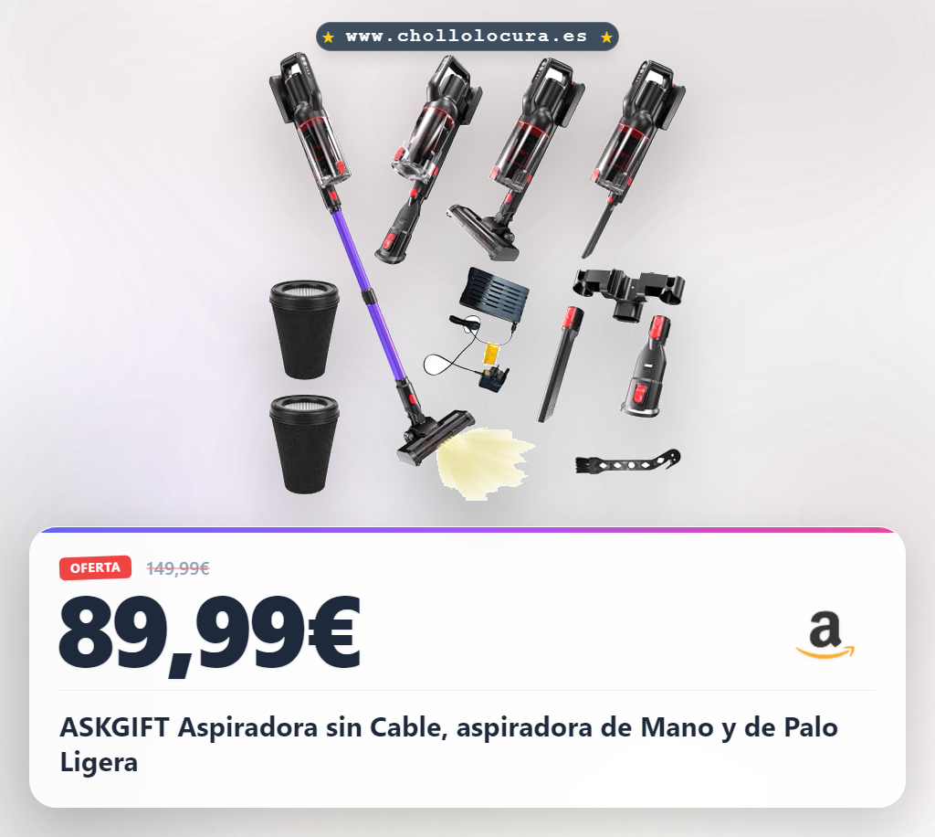 ASKGIFT Aspiradora sin Cable, aspiradora de Mano y de Palo Ligera