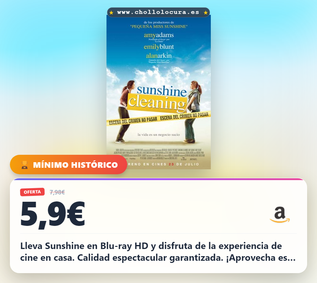 Obtén la película Sunshine cleaning en Blu-ray con calidad HD al mejor precio de cine.