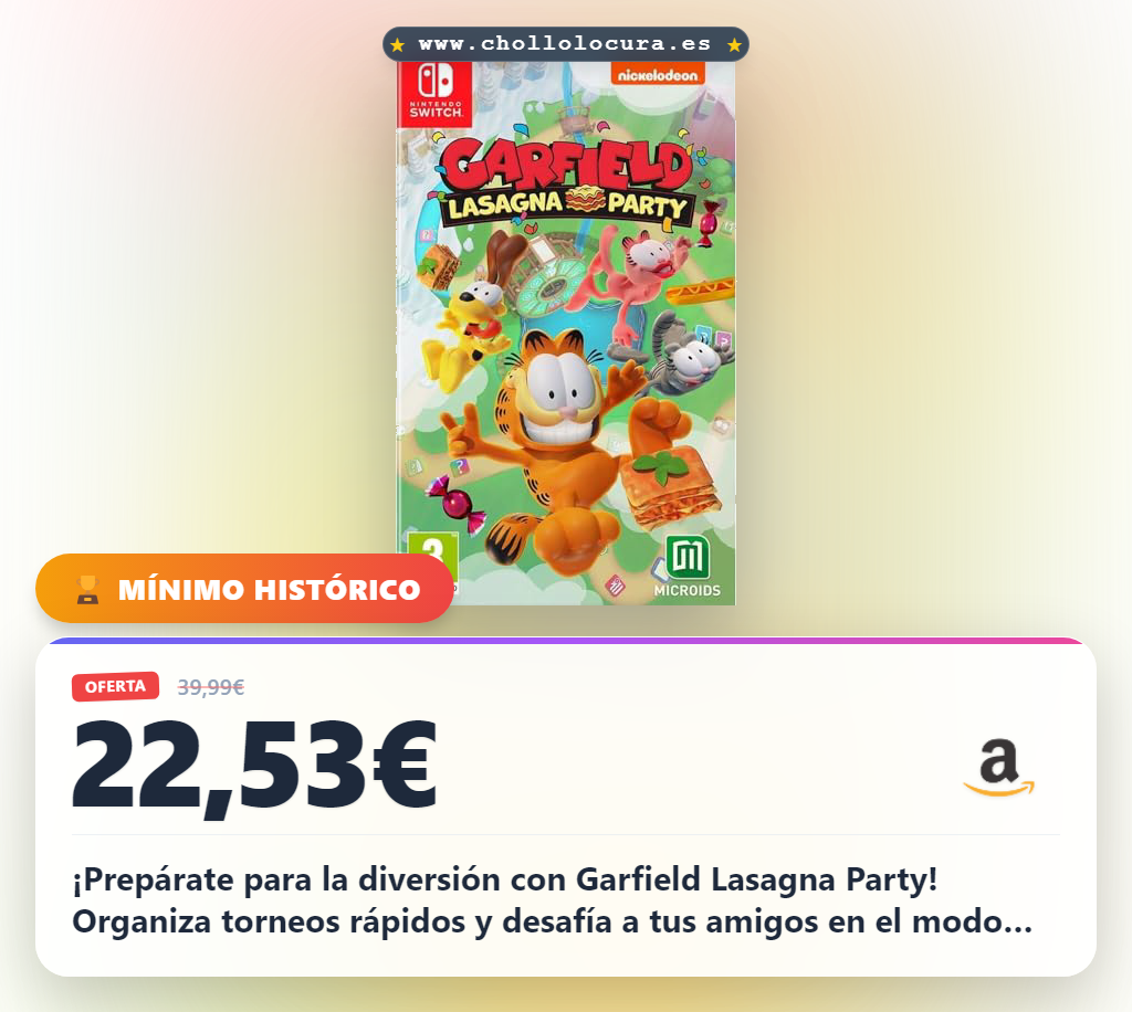 Encuentra Garfield Lasagna Party Edition para Nintendo Switch en oferta: ¡juegos y risas garantizadas!