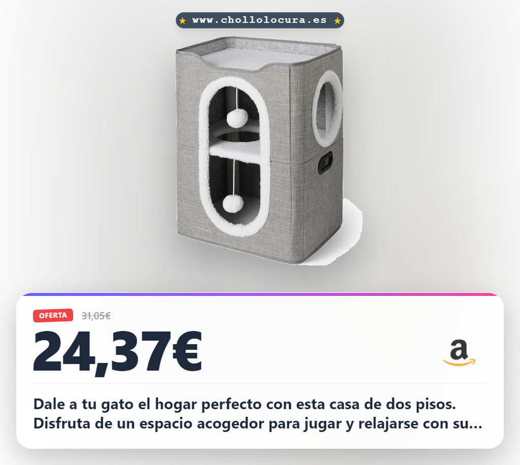 Encuentra esta casa para gatos de 2 pisos con rascador y bola a precio de chollo al mejor precio del año