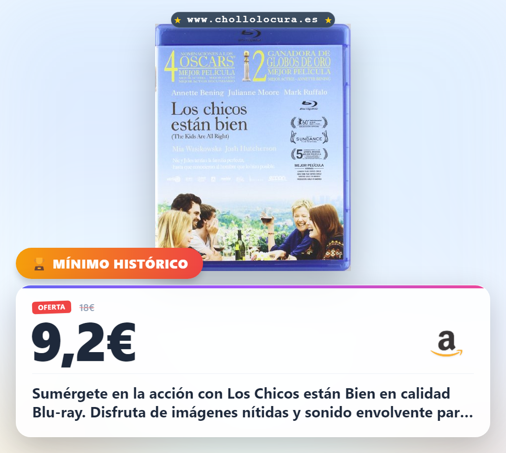 Obtén Los Chicos están Bien en Blu-ray al mejor precio de oferta histórica para verla hoy mismo en casa.