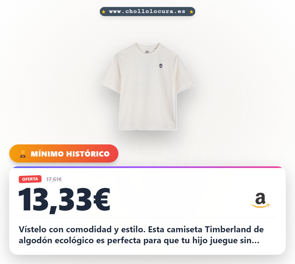 Adquiere la camiseta Timberland para niño en naranja de algodón ecológico con ilustraciones impresas al mejor precio