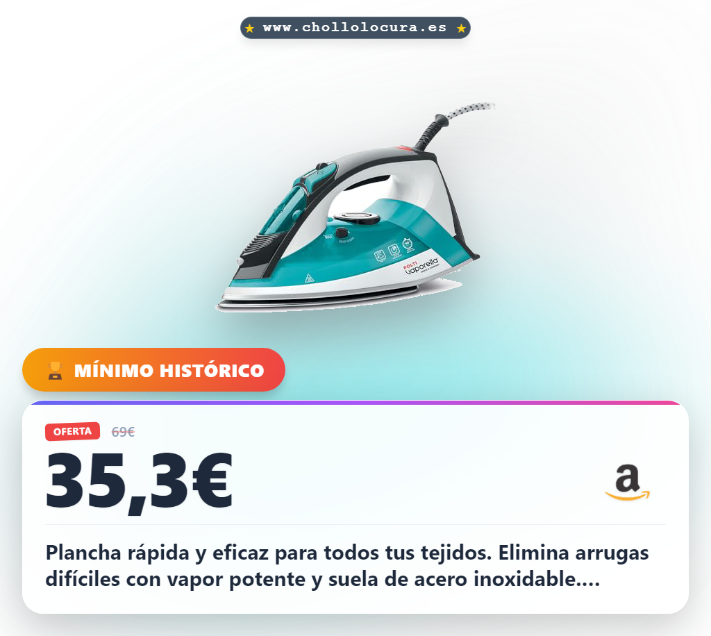 Aprovecha la plancha Polti Quick&Comfort con suela de acero inoxidable y mango Soft Touch en oferta