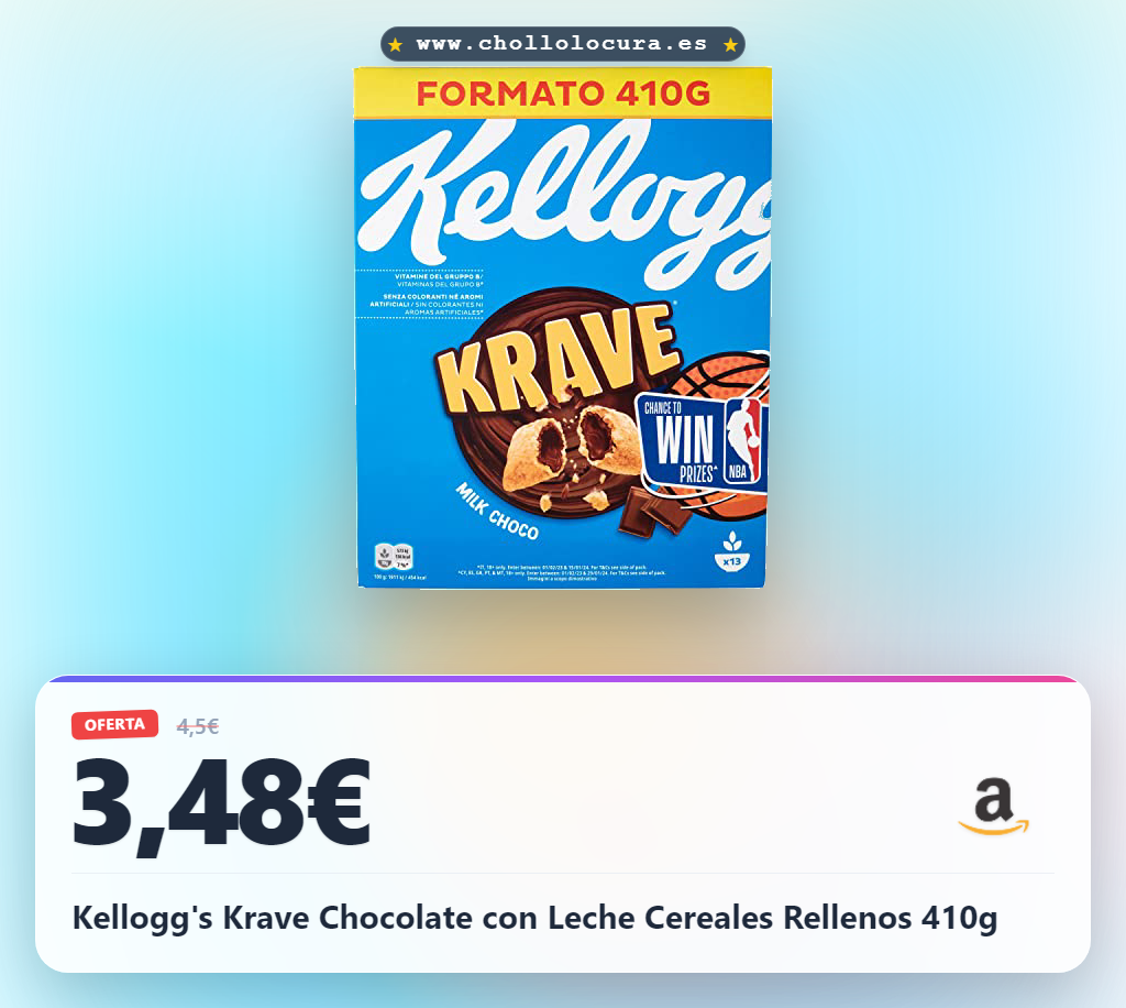Kellogg's Krave Chocolate con Leche Cereales Rellenos 410g