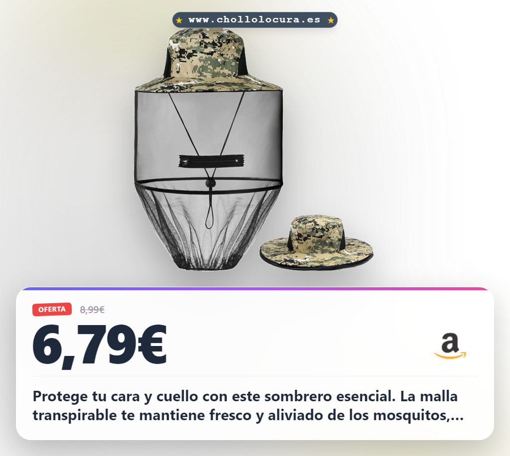 Consigue el sombrero antimosquito de malla para pesca y senderismo. Máxima protección solar y mosquitera al mejor precio.