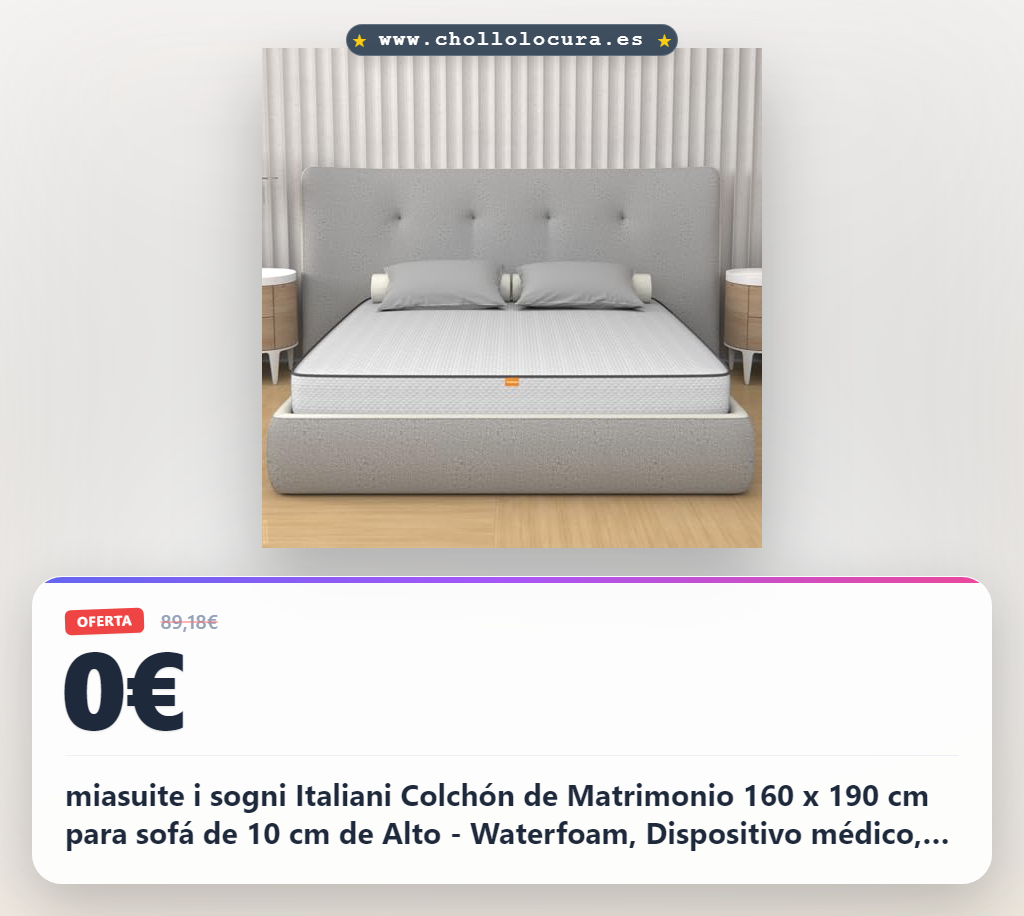 miasuite i sogni Italiani Colchón de Matrimonio 160 x 190 cm para sofá de 10 cm de Alto - Waterfoam, Dispositivo médico, ortopédico - Primavera