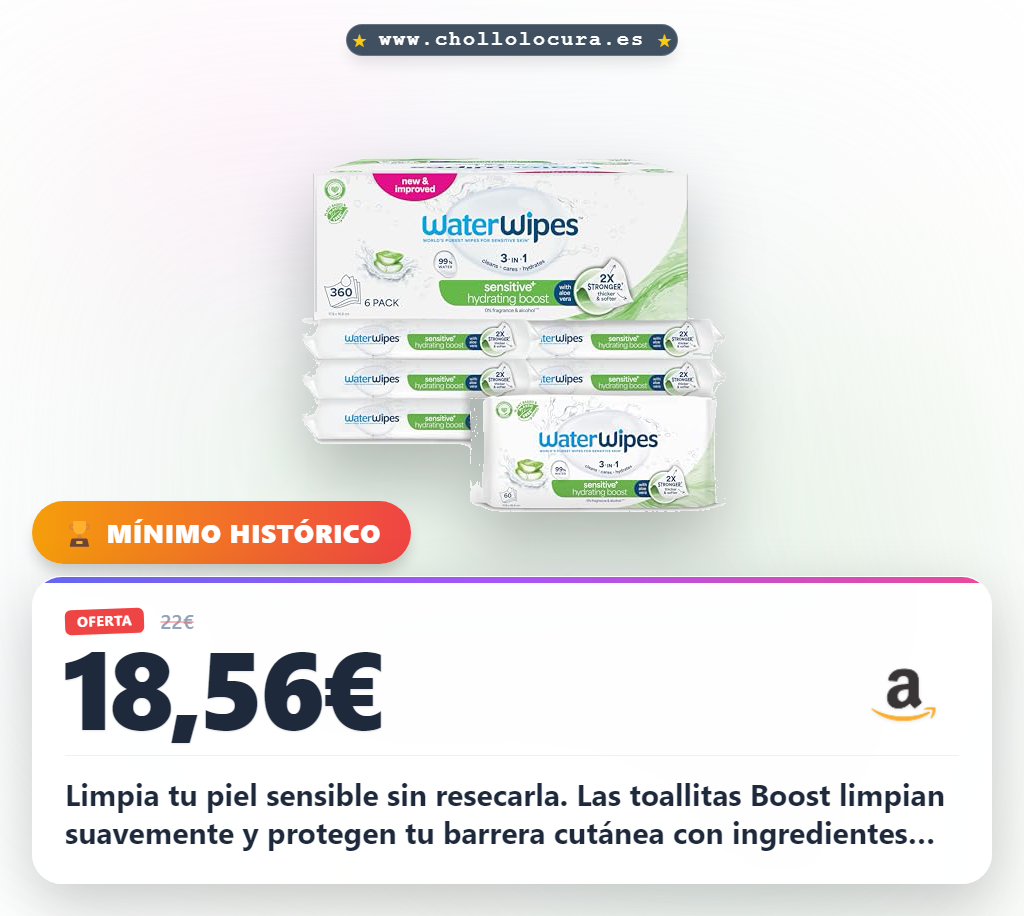 Encuentra las toallitas WaterWipes Sensitive+ Hydrating Boost con 6 paquetes para piel sensible e hidratación sin perfume