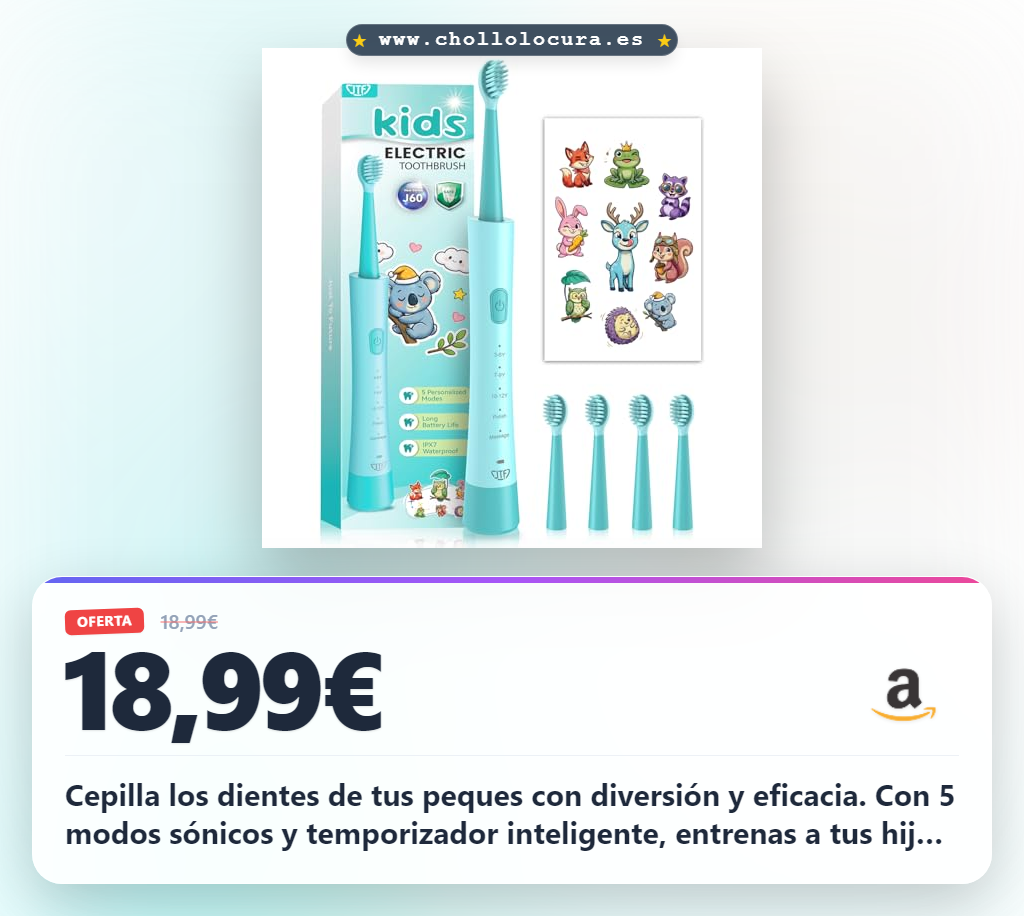 Aprovecha este cepillo de dientes eléctrico sónico para niños con 5 modos y temporizador en oferta