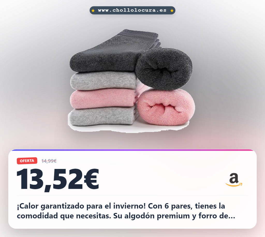Consigue estos calcetines térmicos de invierno para mujer con algodón suave y forro de frotte. Máximo calor al mejor precio.