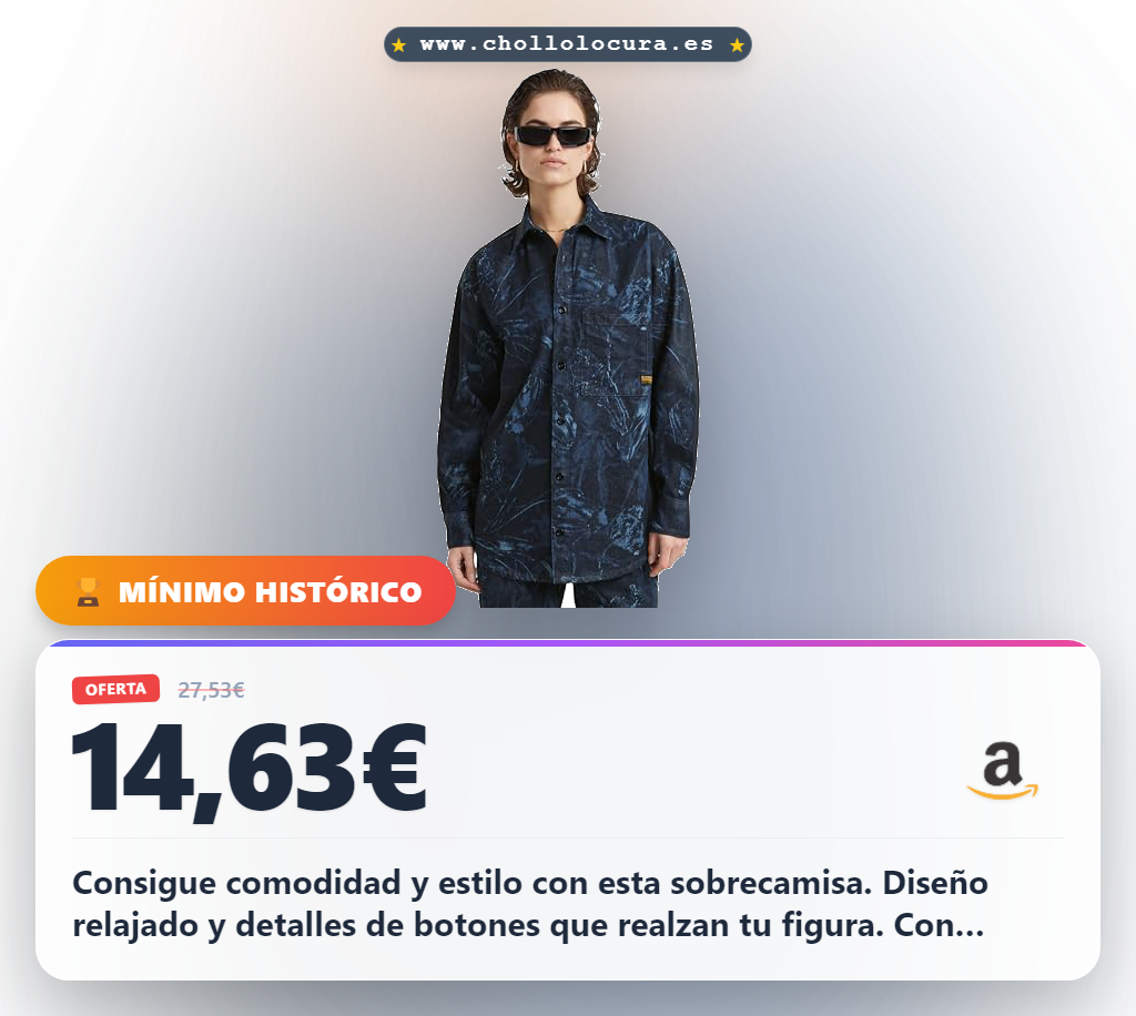 Aprovecha esta sobrecamisa G-STAR para mujer azul con cuello y botones en oferta
