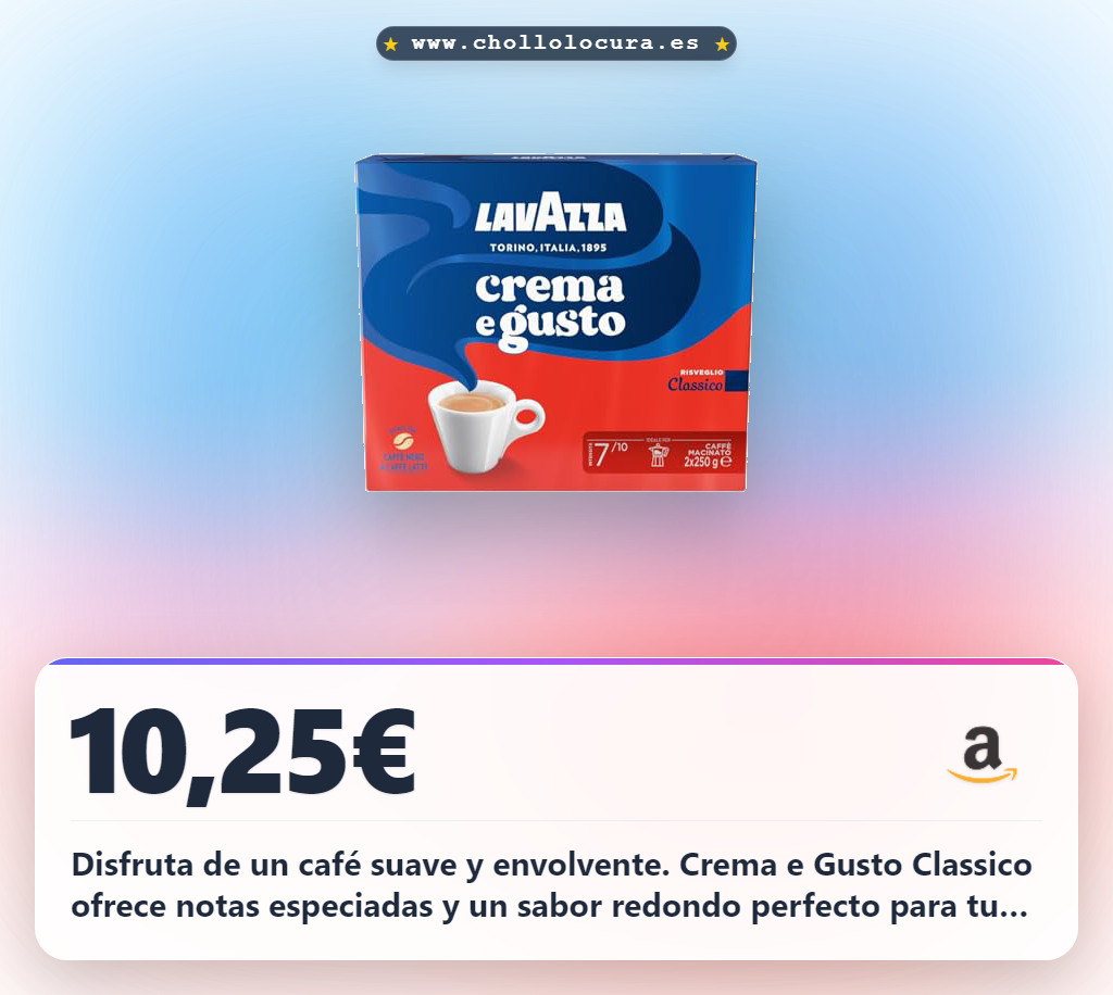 Aprovecha Crema e Gusto Classico café molido natural Lavazza para cafetera italiana en oferta