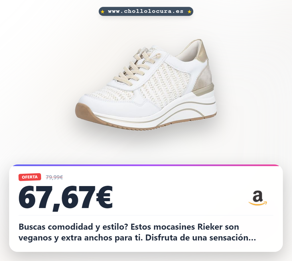 Aprovecha los mocasines Rieker D0t20 blancos: veganos, extra anchos y con su plantilla extra cómoda al mejor precio