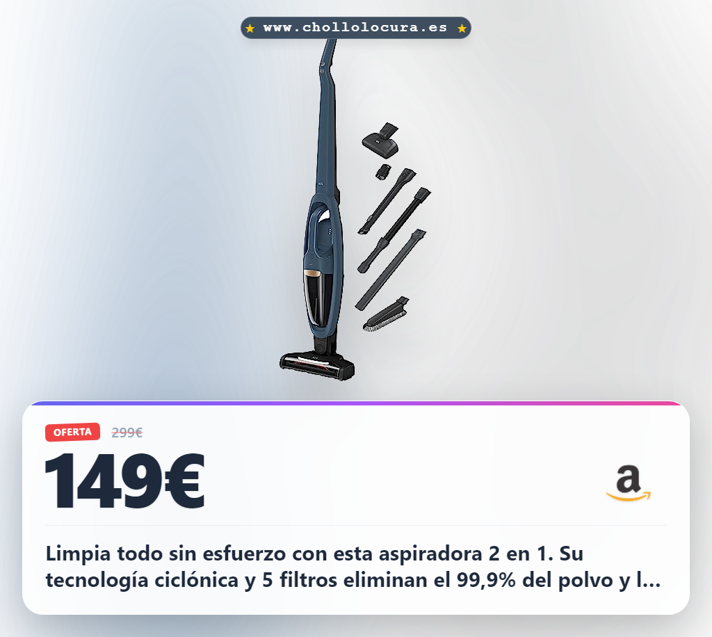 Aprovecha la aspiradora sin cable 2 en 1 con tecnología ciclónica y filtrado avanzado al mejor precio