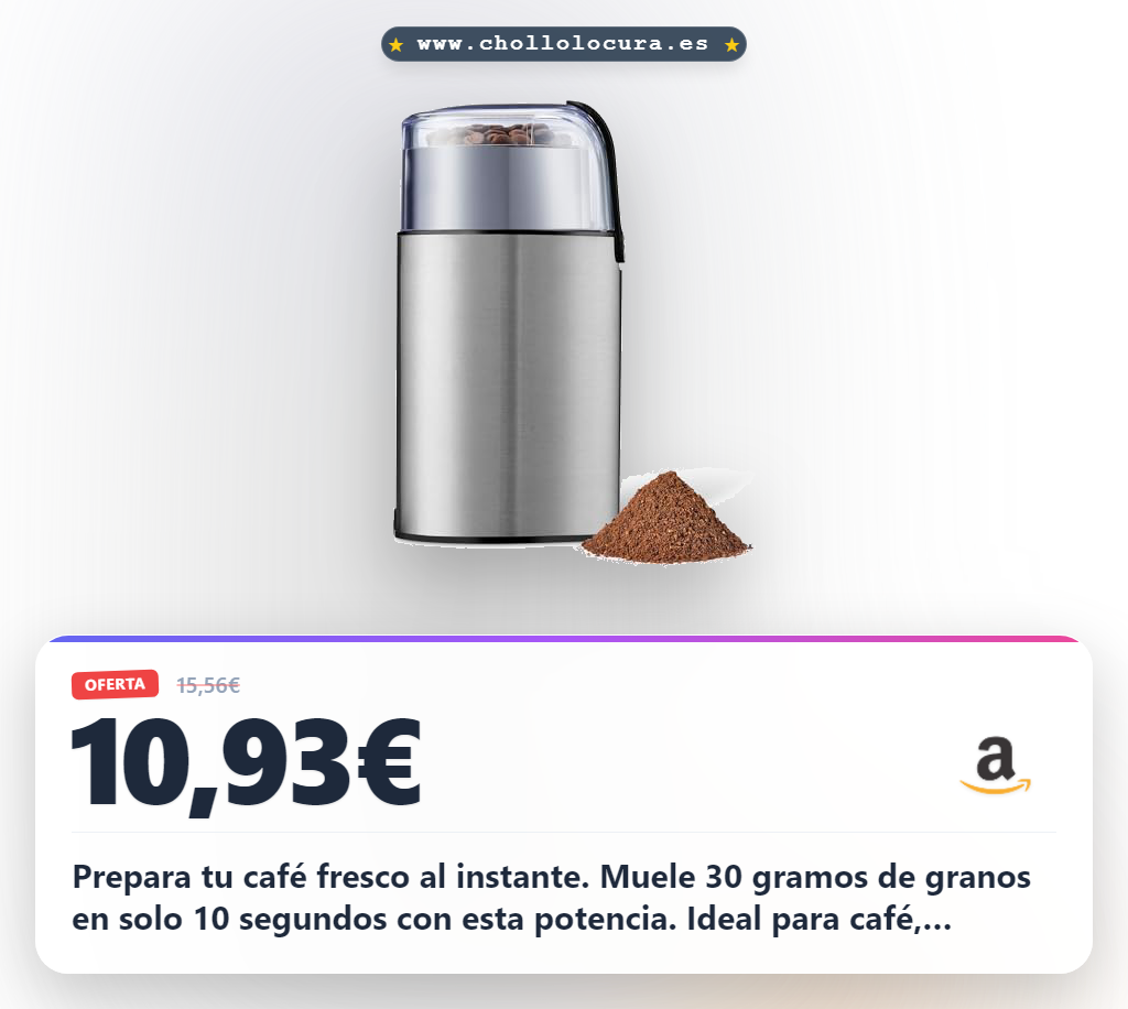 Encuentra el molinillo de café eléctrico Amazon Basics de acero inoxidable para hacer café rápido en oferta histórica