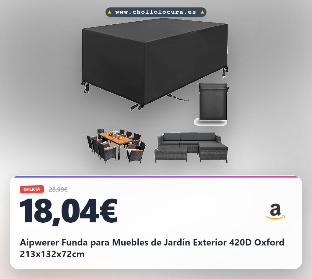 Aipwerer Funda para Muebles de Jardín Exterior 420D Oxford 213x132x72cm