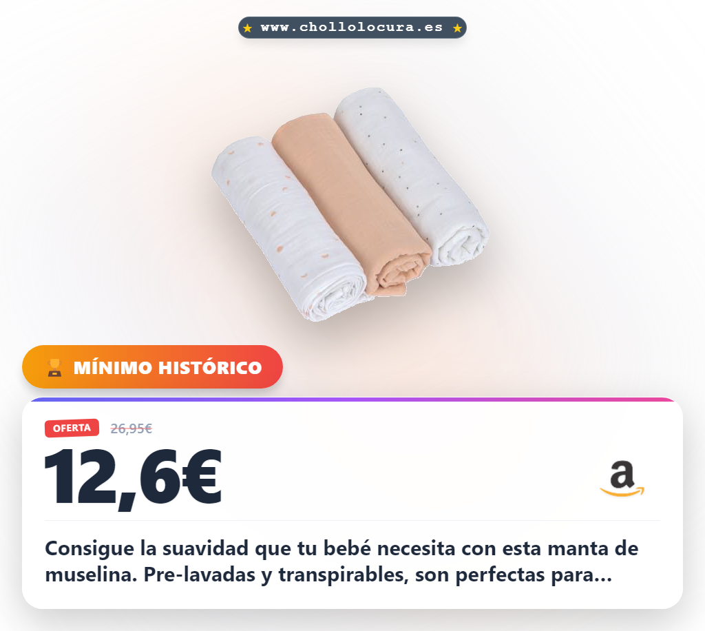 Consigue el set de 3 mantas de bebé LÄSSIG muselina algodón GOTS prelavadas al mejor precio del año en oferta histórica.