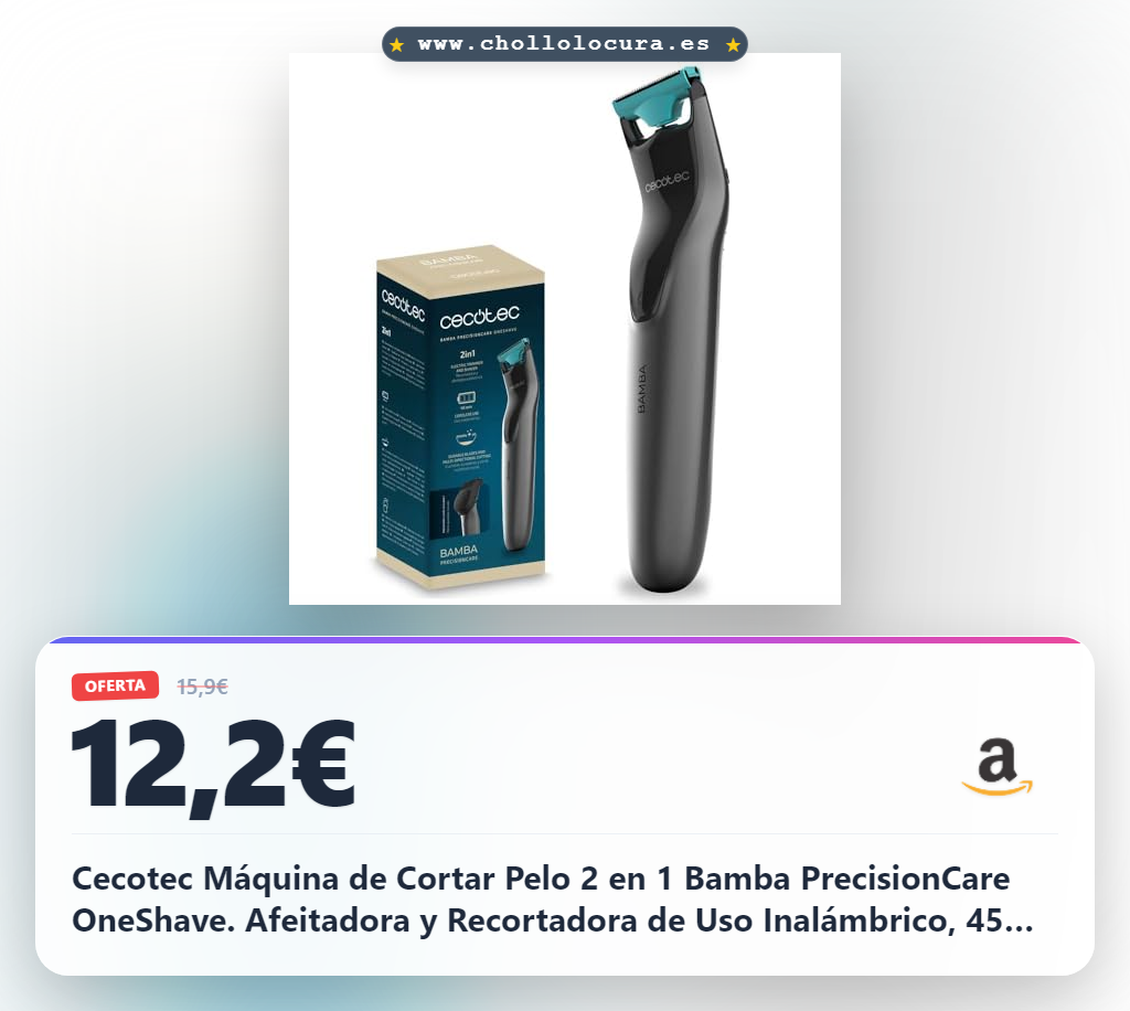 ¡Afeitadora y Recortadora 2 en 1 Inalámbrica! Cuchillas de Acero Inoxidable, Peine Ajustable y Oscilación para un Rasurado Perfecto