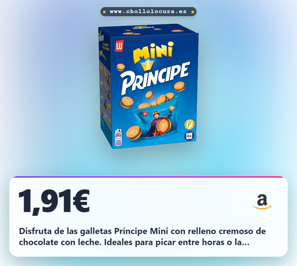 Aprovecha las Galletas Príncipe Mini de Crema de Chocolate con Leche en Pack 4 para la merienda