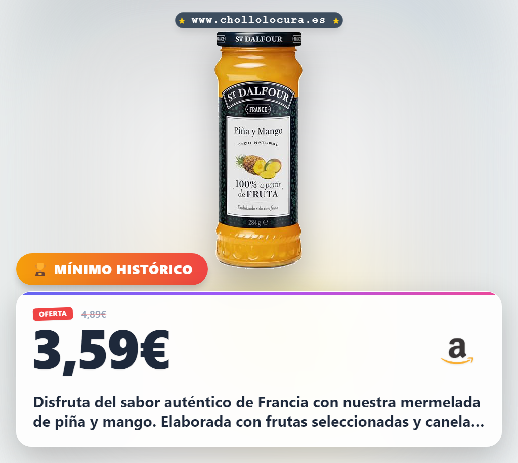 Aprovecha la mermelada de Piña y Mango St Dalfour 100% fruta artesanal del suroeste de Francia