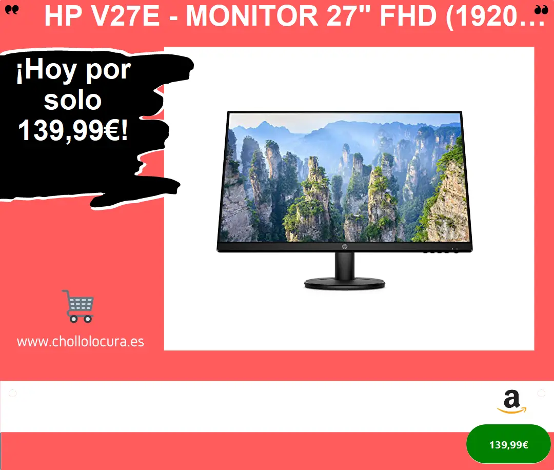 HP V27e - Monitor 27" FHD (1920 x 1080, 60 Hz, HDMI, VGA) negro