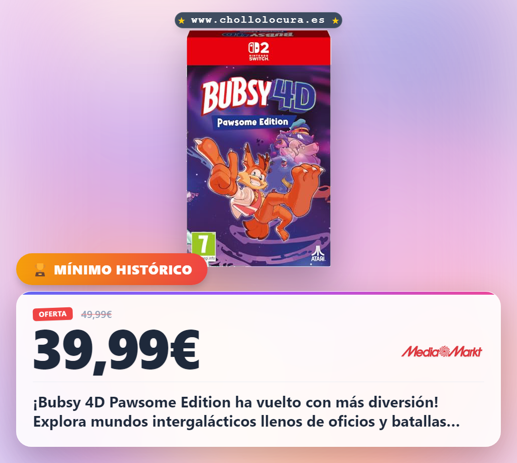 Aprovecha Bubsy 4D Pawsome Edition para explorar mundos intergalácticos y conseguir nuevas mejoras al mejor precio