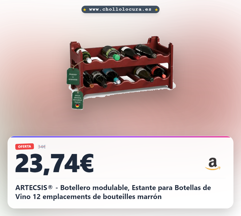 Encuentra el botellero modulable ARTECSIS: estante de vino compacto y ampliable a precio de chollo.