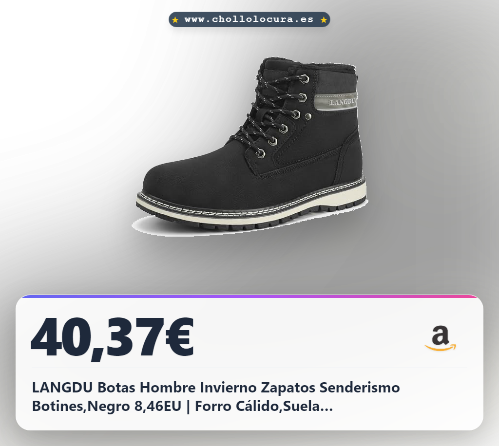 Logra llevarte las Botas Hombre Invierno LANGDU: forro cálido, resistente y suela antideslizante en oferta.