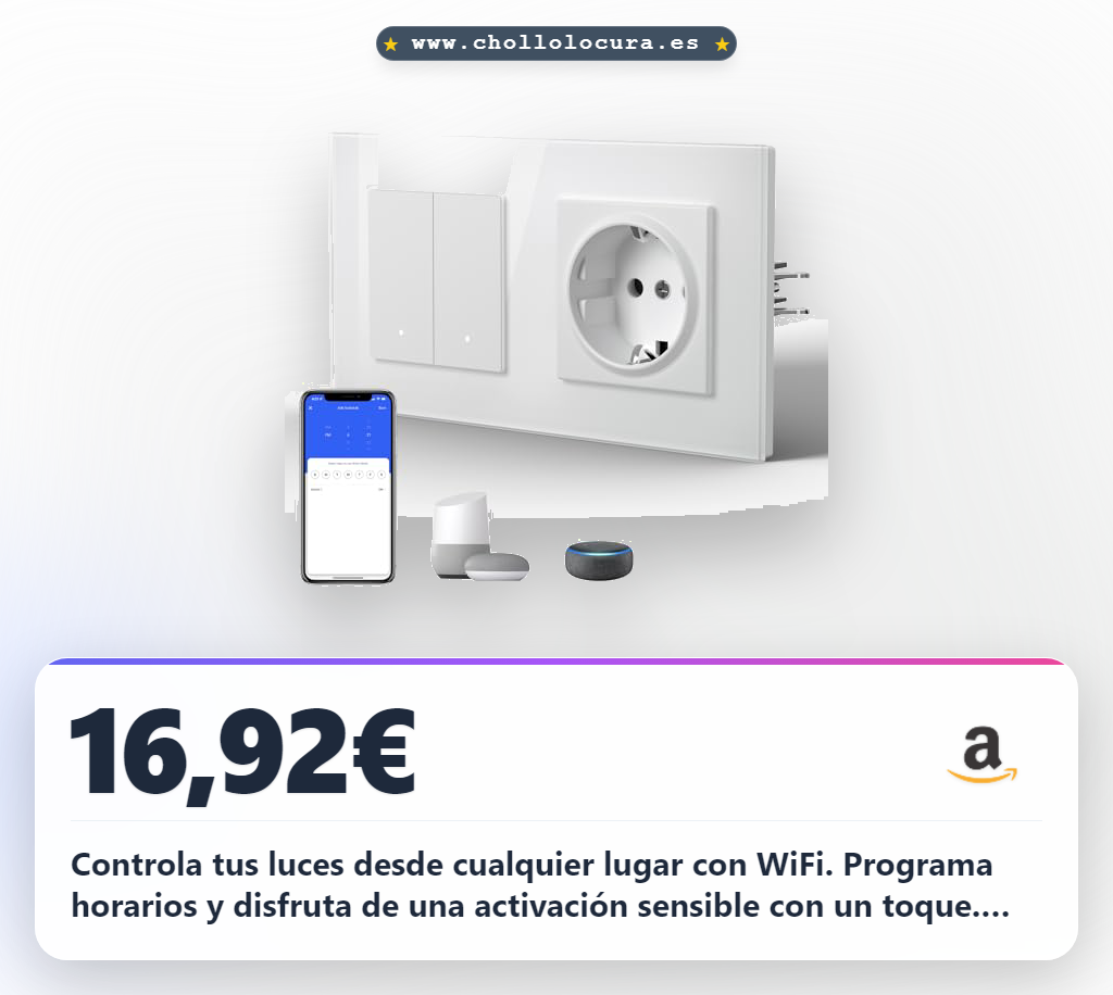 Aprovecha el interruptor inteligente WiFi E-Series con vidrio y LED en oferta histórica al mejor precio