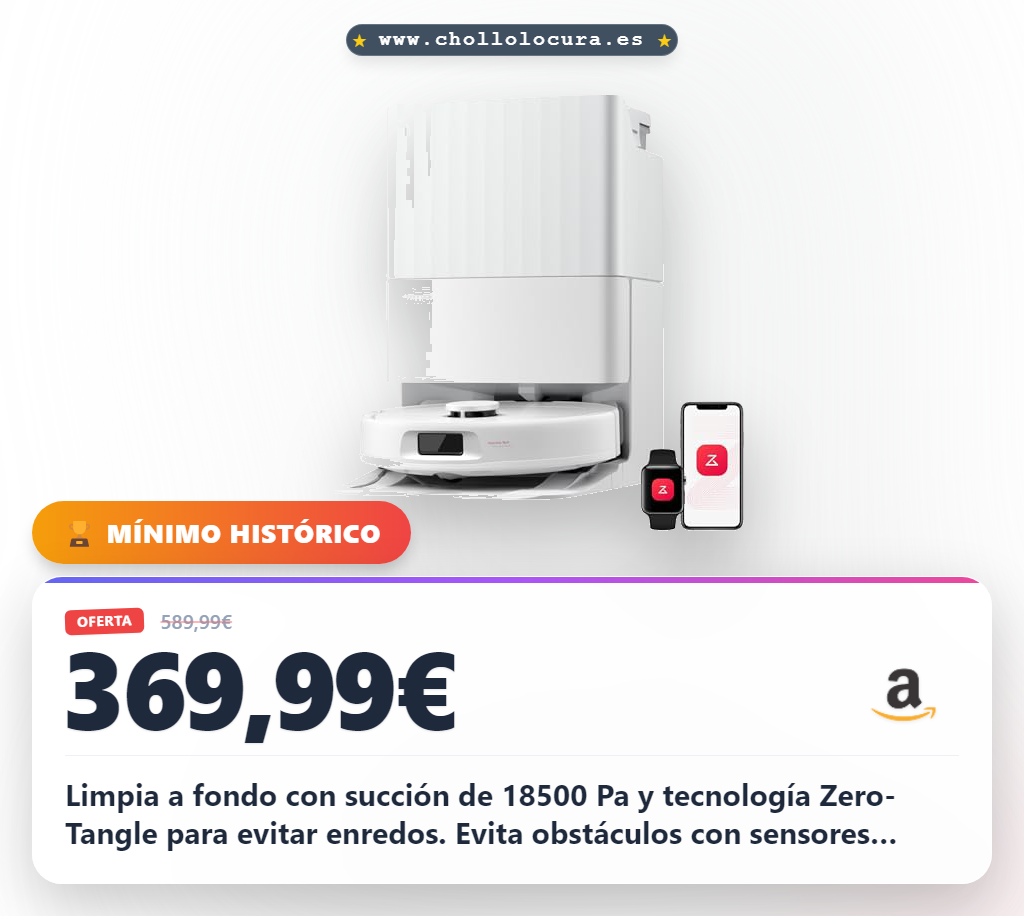 Aprovecha el robot aspirador Roborock Qrevo S Pro con succión de 18500 Pa y sistema antienredos en oferta