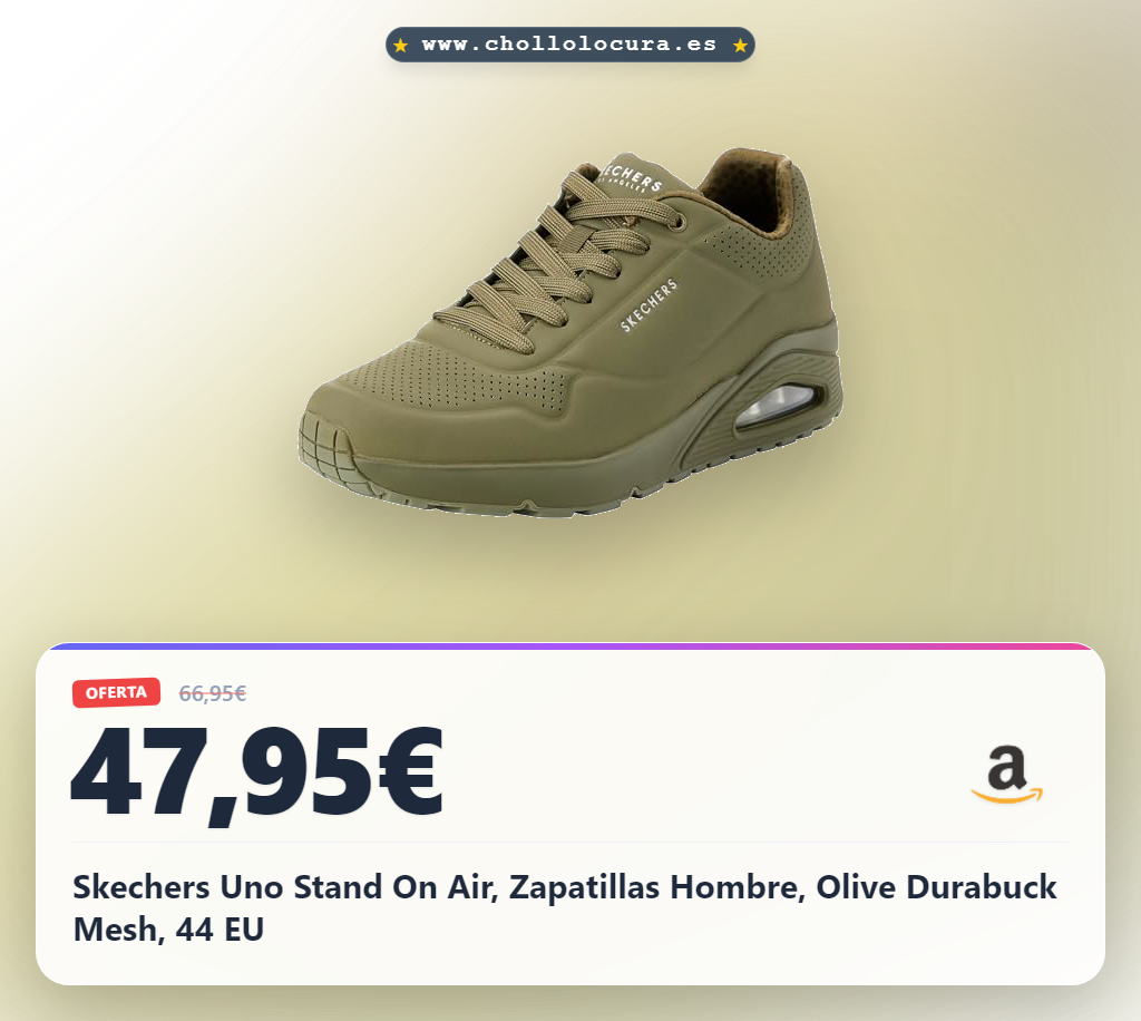 Skechers Uno Stand On Air, Zapatillas Hombre, Olive Durabuck Mesh, 44 EU