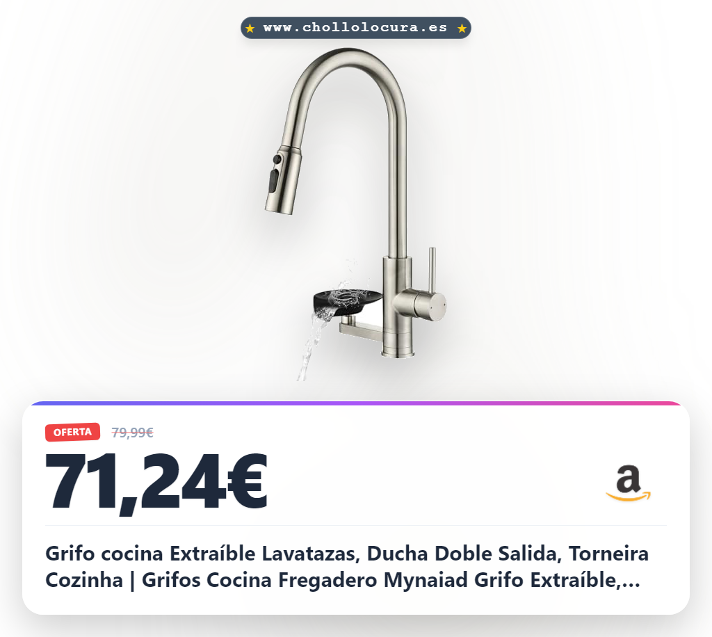 Grifo cocina Extraíble Lavatazas, Ducha Doble Salida, Torneira Cozinha | Grifos Cocina Fregadero Mynaiad Grifo Extraíble, Doble Salida, Rotación 360°, acero Inoxidable 304 Cepillado para Cocinas