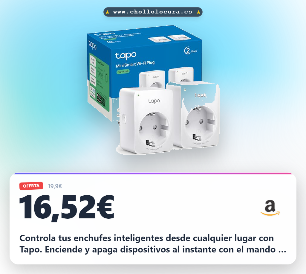 Aprovecha el enchufe inteligente Tapo P100 con control remoto y voz para gestionar tus dispositivos en oferta