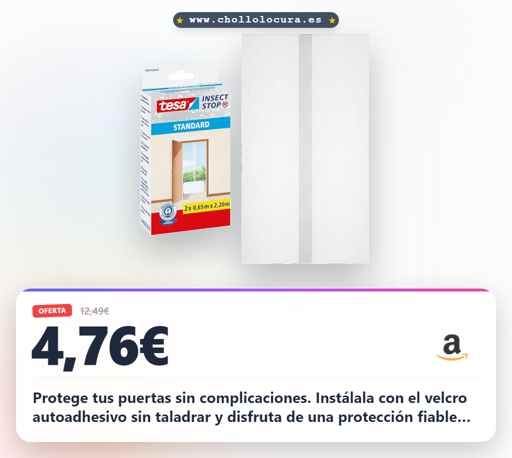 Consigue la malla estándar para puertas blanca sin taladrar. Protege de insectos con velcro autoadhesivo a precio de chollo.