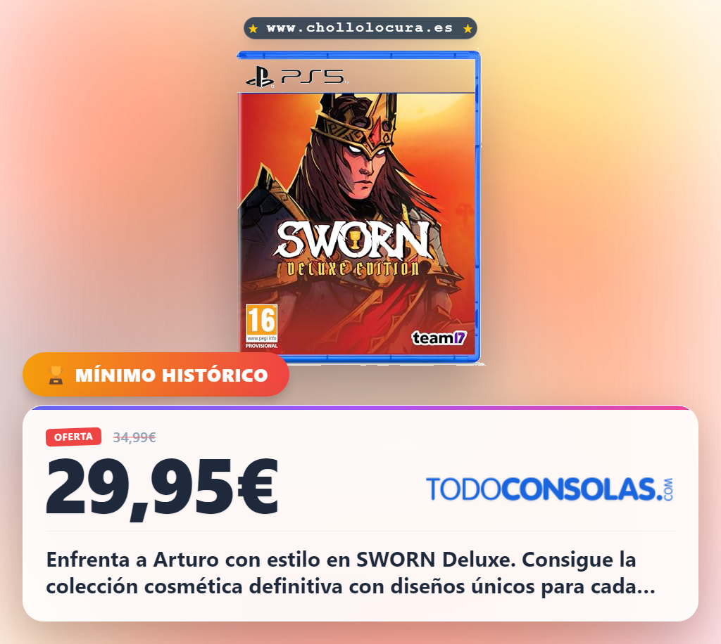 Enfrenta a Arturo con estilo en SWORN Deluxe. Consigue la colección cosmética definitiva con diseños únicos para cada arma y atuendo insignia. Domina el juego cooperativo y destaca como héroe.