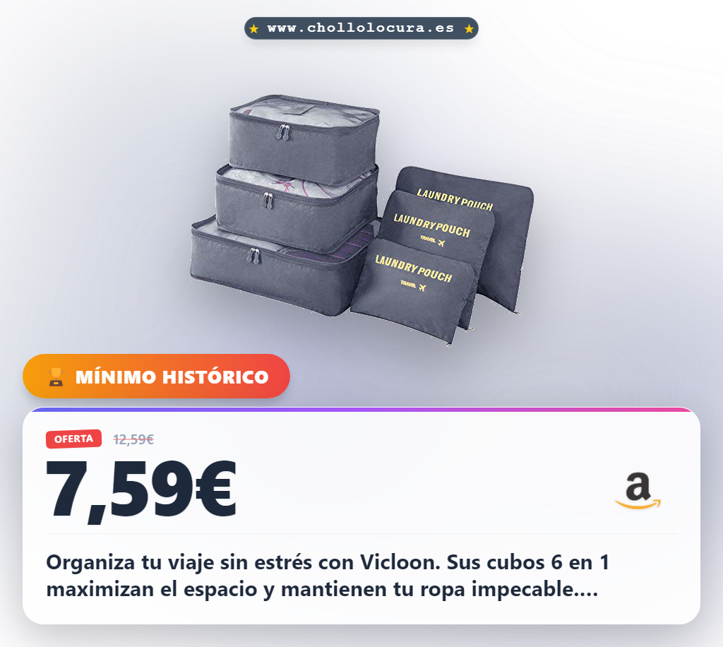 Ahorra espacio en tu maleta con el set organizador Vicloon 6 en 1 impermeable y fácil de usar al mejor precio