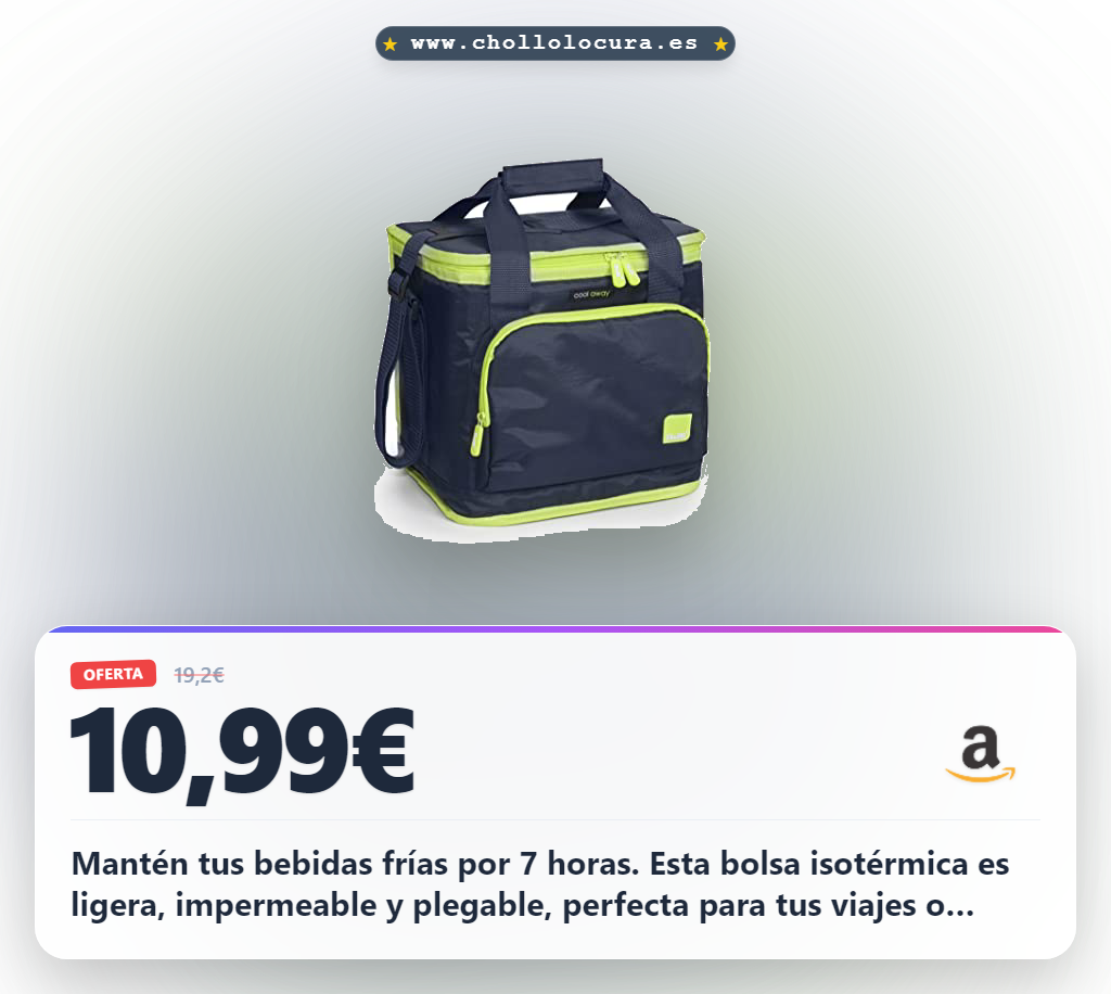 Descubre la bolsa nevera isotérmica Hella de 15 litros plegable y aislante termico a precio de chollo en oferta