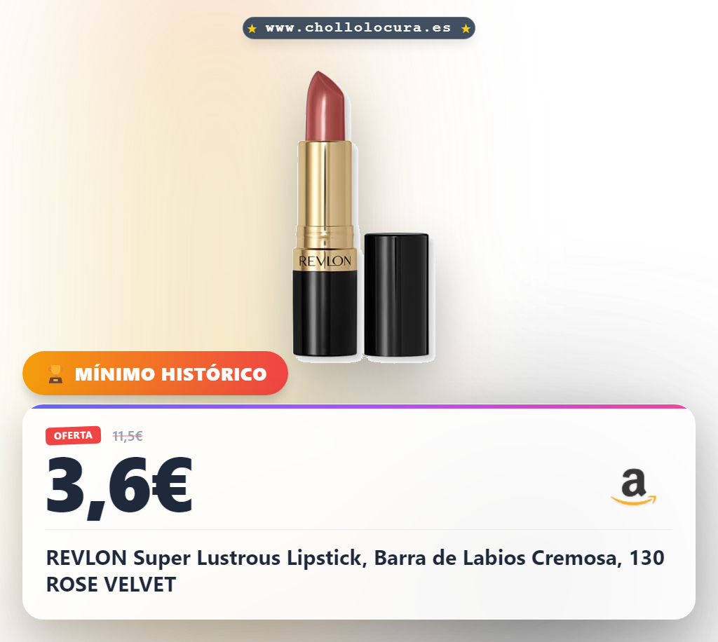 REVLON Super Lustrous Lipstick, Barra de Labios Cremosa, 130 ROSE VELVET