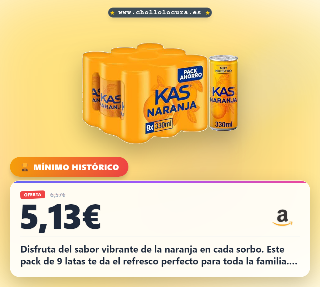 Aprovecha el pack de 9 latas de refresco sabor naranja con zumo de naranja en oferta histórica