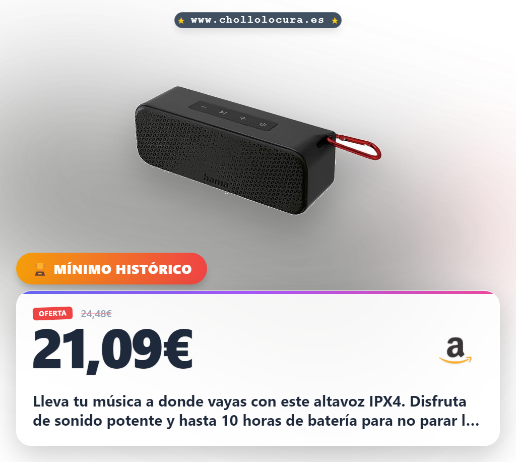 Consigue el altavoz Bluetooth Hama IPX4 resistente a salpicaduras con 10h de música en oferta