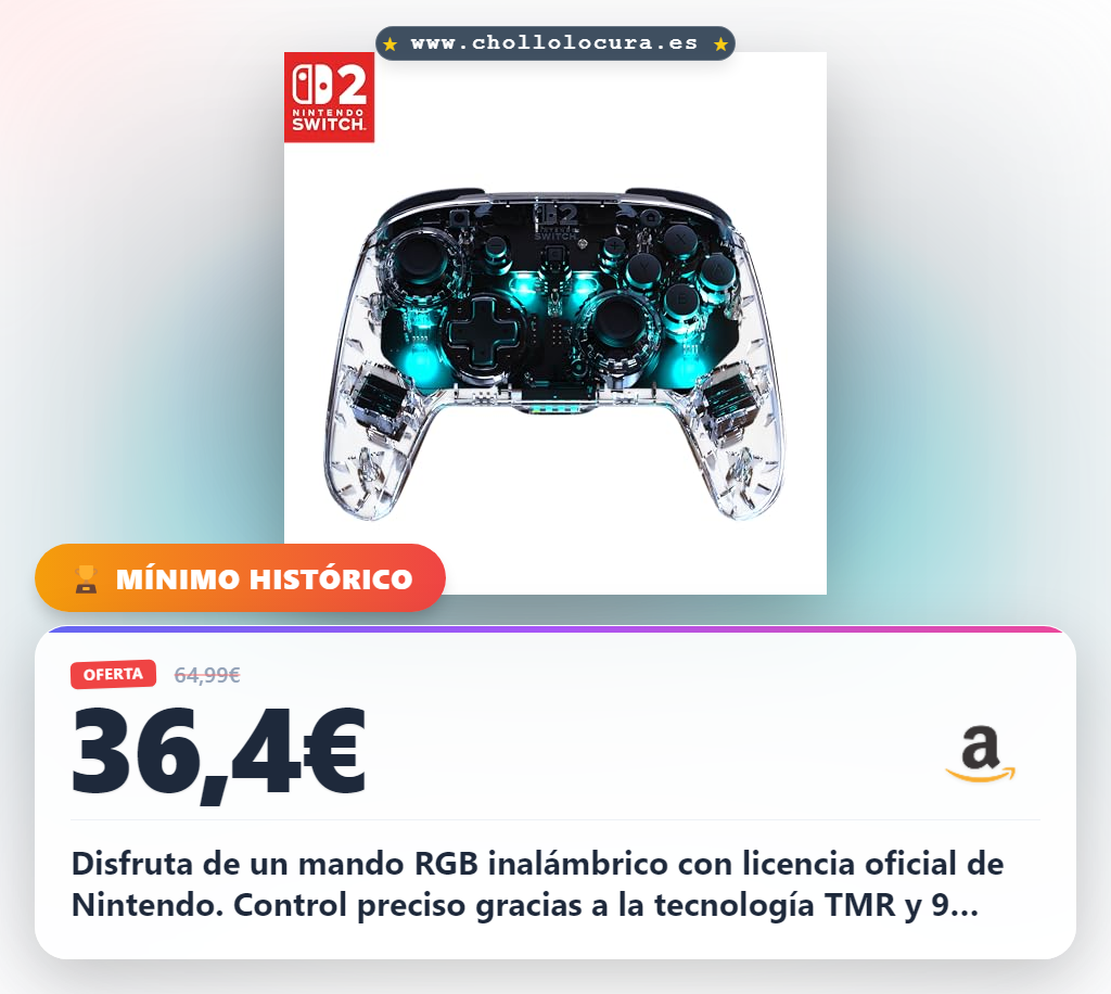 Consigue el mando inalámbrico Turtle Beach Afterglow RGB para Nintendo Switch 2 con alcance de 9 metros