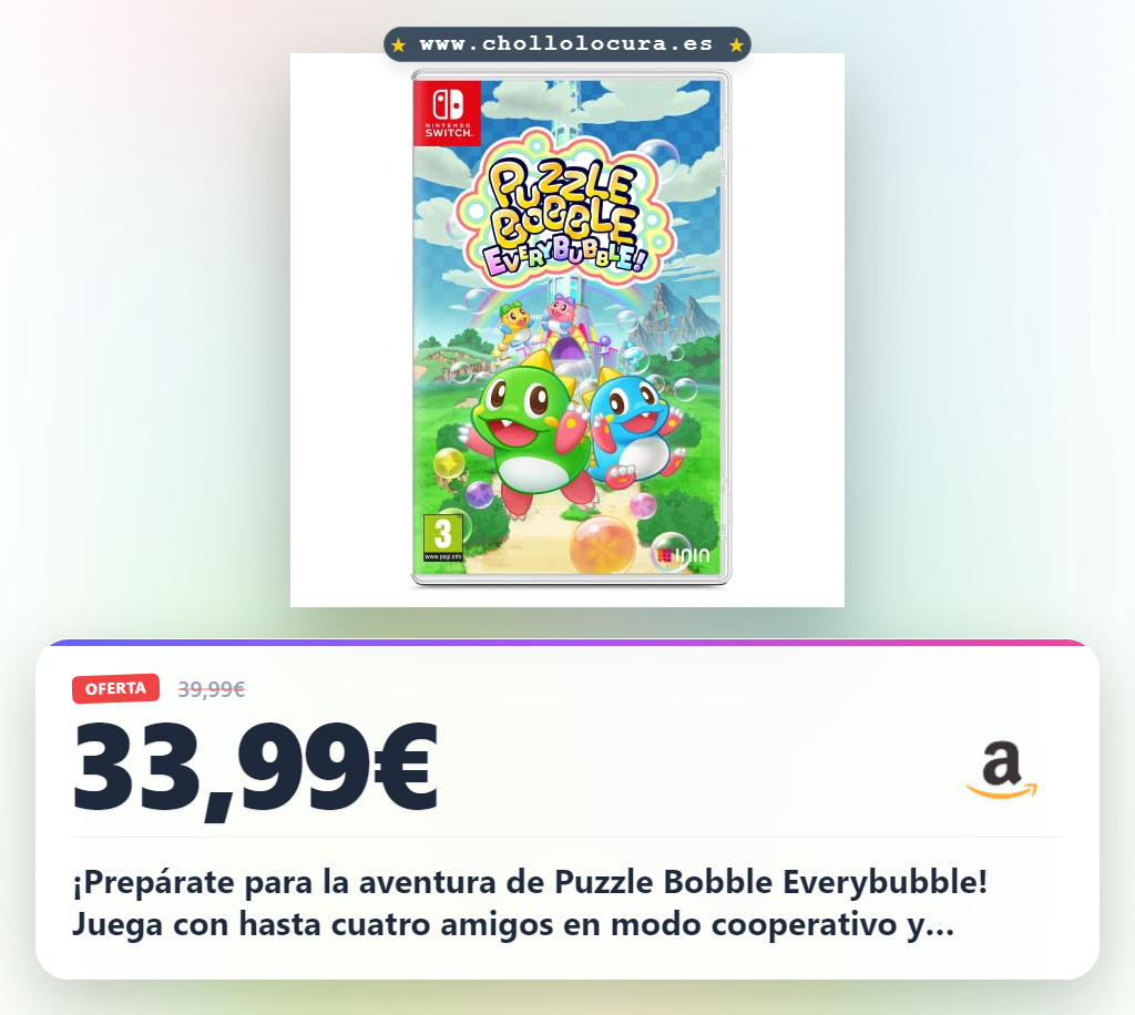 Aprovecha Puzzle Bobble Everybubble para Nintendo Switch con modo multijugador y acción explosiva