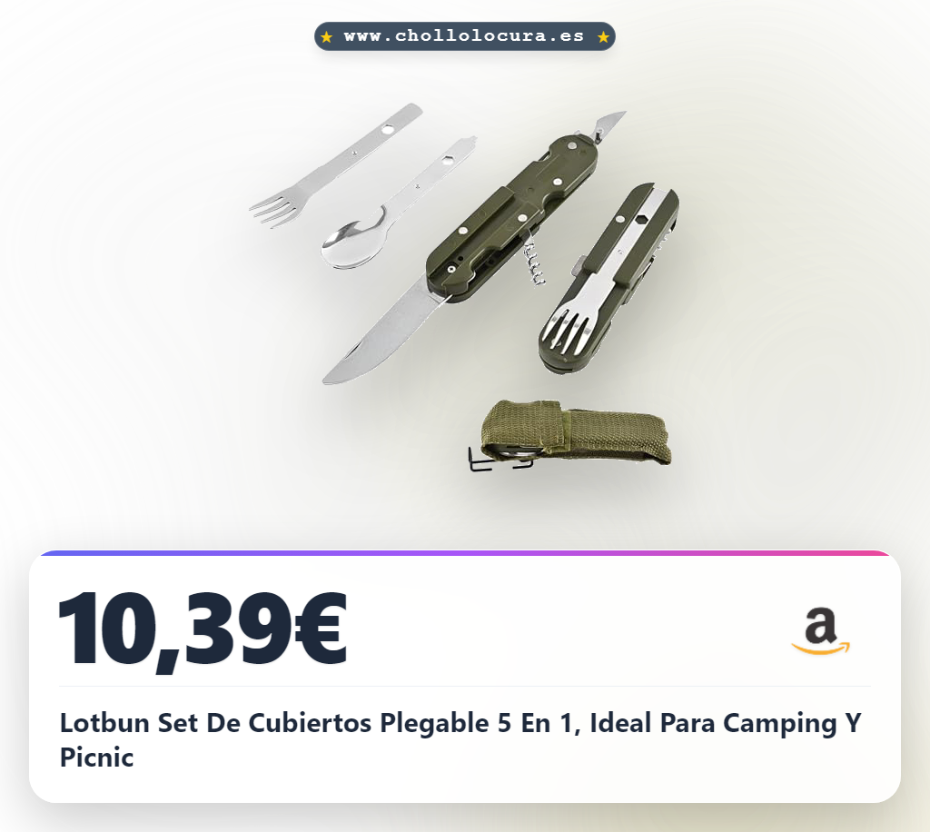 Lotbun Set De Cubiertos Plegable 5 En 1, Ideal Para Camping Y Picnic