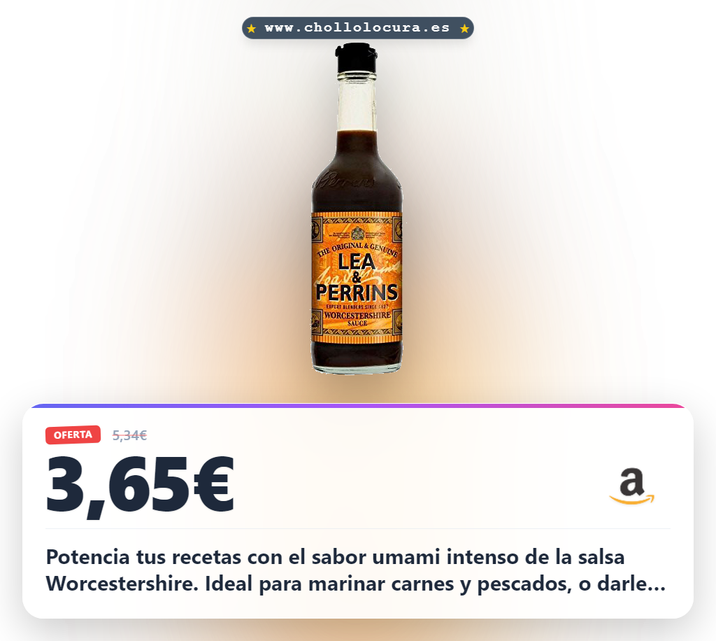Aprovecha la salsa Worcestershire con sabor umami intenso para marinar y condimentar carnes al mejor precio