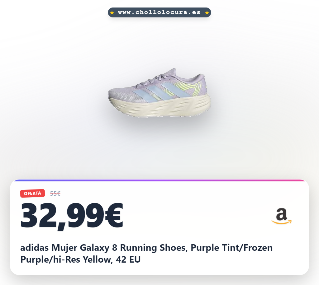 adidas Mujer Galaxy 8 Running Shoes, Purple Tint/Frozen Purple/hi-Res Yellow, 42 EU