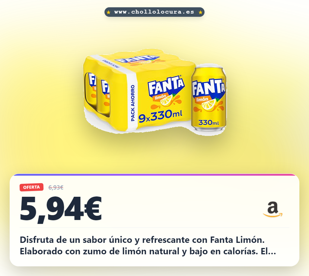 Aprovecha Fanta Limón pack de 9 latas bajo en calorías para disfrutar con amigos en oferta histórica