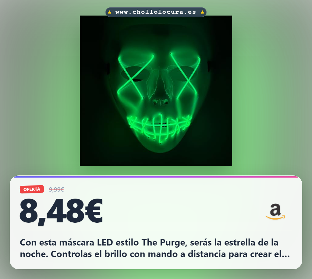 Consigue esta máscara LED espeluznante estilo The Purge con luces controlables a precio de chollo